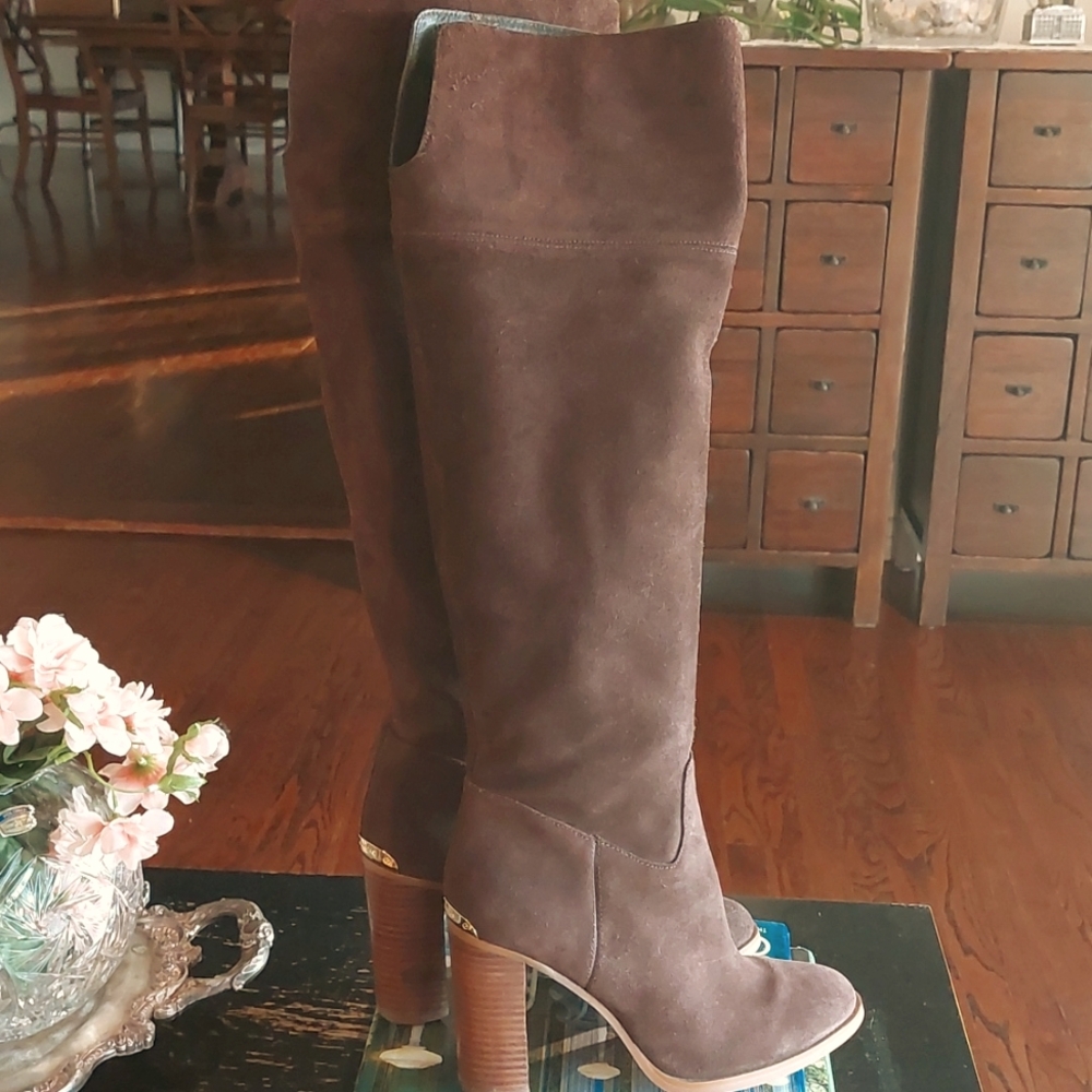 Michael Kors Chocolate Brown Suede Boots size 8.5 over the knee